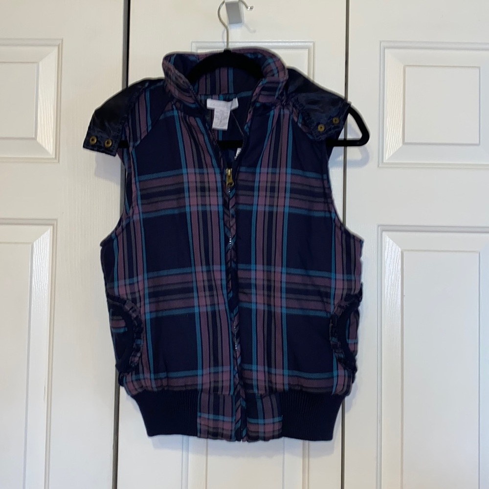 Charlotte Russe Plaid Vest Top with Hood